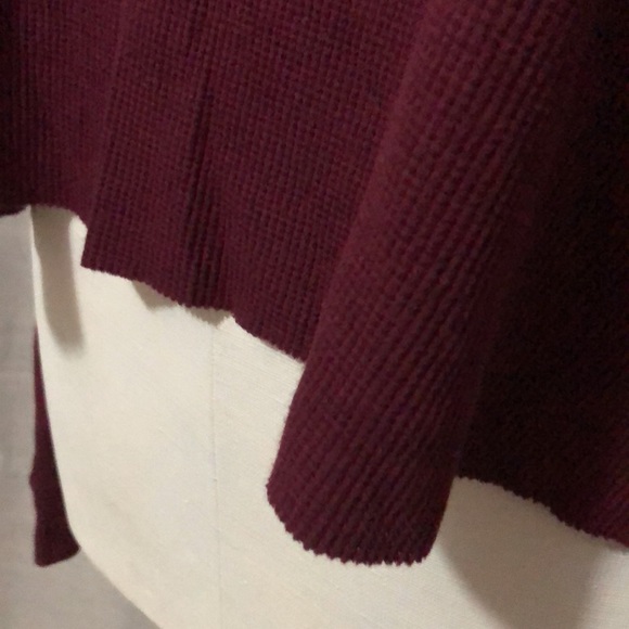 VS PINK-OverSized Crop Waffle LongSleeve-Classic Logo-Sz L-Maroon/White-EUC - Picture 6 of 15